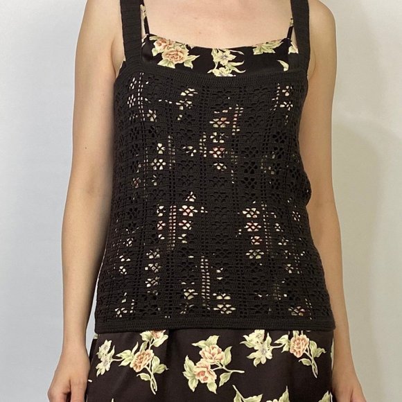 Vintage Y2K Brown OPEN KNIT Vest! Medium - Picture 4 of 6